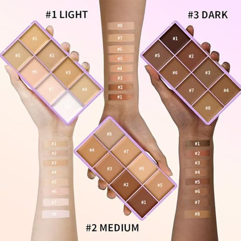 8 Shade Cream Concealer Palette - Full Coverage Matte Makeup