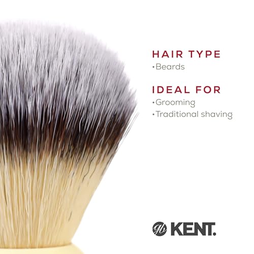 Kent BK4S Shaving Brush with Ultra-Soft Silvertext Synthetic Bristles and Faux Ivory Resin Handle to use with Shave Cream or Soap for a Perfect Lather. Luxury Shaving Since 1777, Made in England