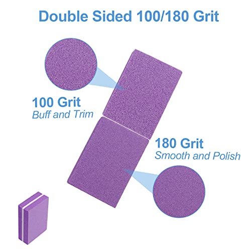 Nail Buffer Blocks 100 Pack, 100/180 Grit Double-Sided Buffers