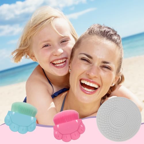 2 Pack Kids Sunscreen Applicator,Sunblock Buddy Brush with Protective Case,Sun Lotion Applicator Sun Cream Brush Set with Brush Cleaning Pad