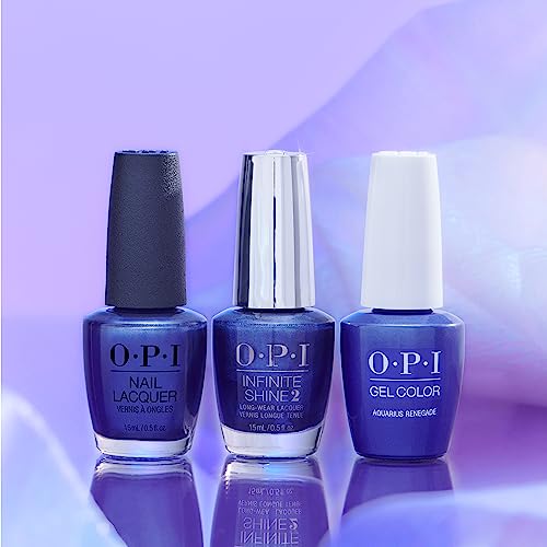 OPI Nail Lacquer, Opaque & Dark Pearl Finish Blue Nail Polish, Up to 7 Days of Wear, Chip Resistant & Fast Drying, Fall 2023 Collection, Big Zodiac Energy, Aquarius Renegade, 0.5 fl oz