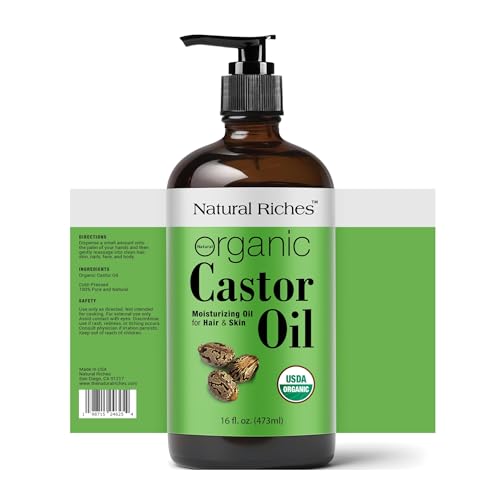 USDA Organic Castor Oil for Hair Growth, Skincare, Face, 16 fl oz