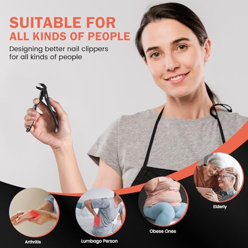 Long Handled Toenail Clippers for Seniors - Curved Head for Thick Nails