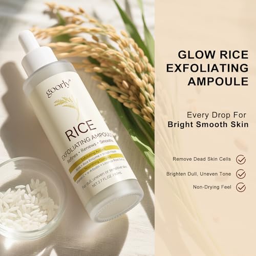 White Rice Peeling Ampoule Exfoliating Serum 80ml, Peel Shot Glow Exfoliating Face Serum, Soft Exfoliating Body Scrub Dead Skin Cells, Whitehead Blackheads Remover for All Skin Types korean skin care