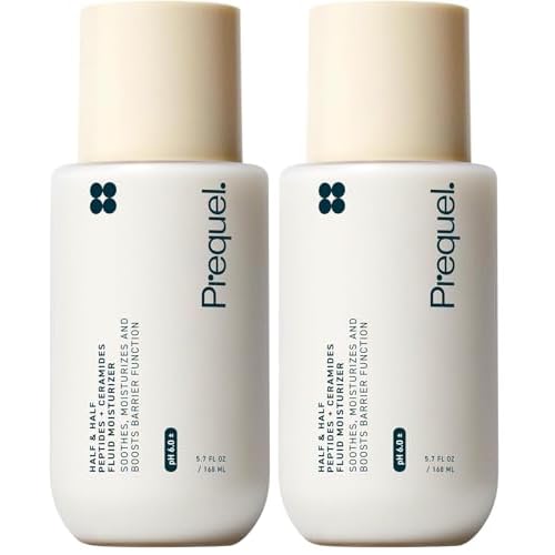 Prequel Skin Half and Half Fluid Moisturizer Face Cream. Lightweight Ceramide Peptide Lotion for All Skin Types, including Dry and Sensitive. Hydrating Facial Cream for Women and Men (Pack of 2)