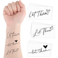 Blulu 30 Pcs Let Them Heart Temporary Tattoos Waterproof Black Letter Tattoos for Adults, Parties, Festivals, and Events(Trendy Style)