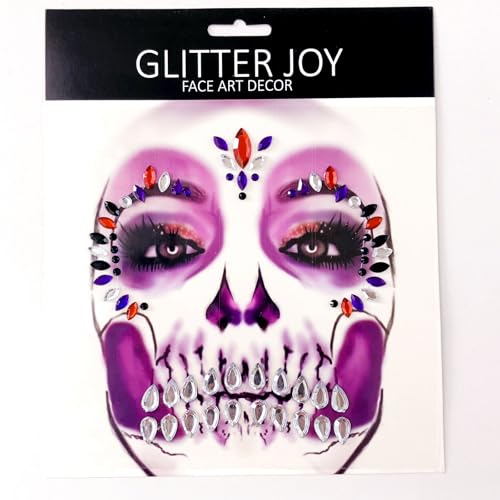 Day of the Dead Face Jewels Rhinestone Stickers 4-Pack