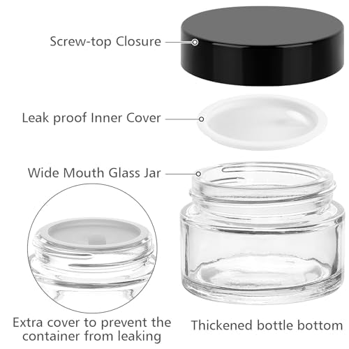 Accmor 10 Pc Glass Cosmetic Jars with Lids & Spatulas