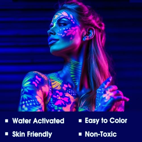 BADCOLOR Neon Glow Face Paint - 15 Colors UV Body Paint