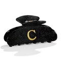 Large Letter Hair Clips for Thick Hair - Black Glitter Claw