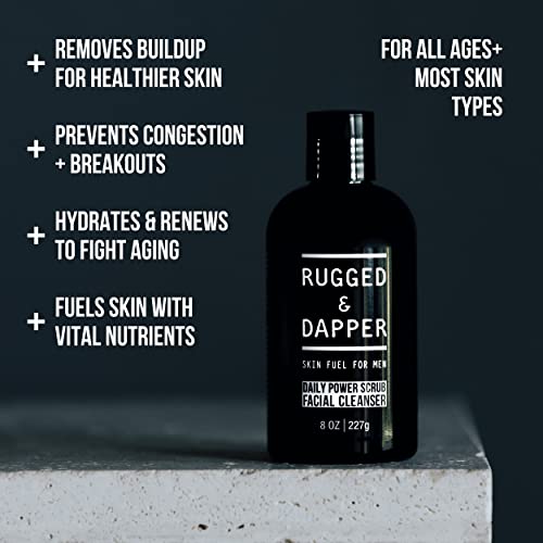 RUGGED & DAPPER Premium Daily Power Scrub | 8 oz | Exfoliating Mens Face Wash | Deep Cleans + Prevents Breakouts | Face Wash Men's | Natural Ingredients | Made in USA