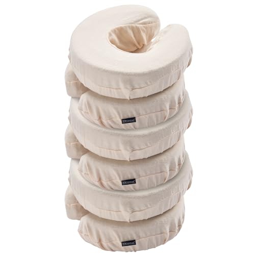 Master Massage Pack of 6 Flannel Face Cradle Covers for Massage Tables- 100% Cotton Extra Large Face Pillow Covers- Massage Headrest Face Rest Cover Set?For Face Cushion - Machine Washable, Off White