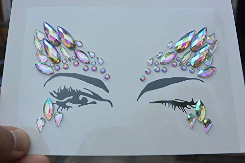 Crystal Gems Face Tattoo Stickers - 4 Pack Rhinestone Body Jewels