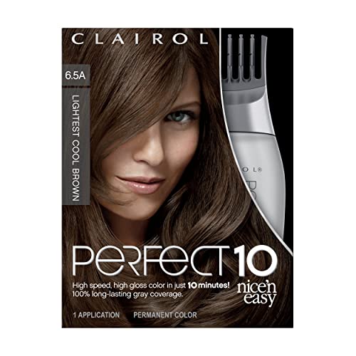 Clairol Nice¡®n Easy Perfect 10 Permanent Hair Dye, 6.5A Lightest Cool Brown Hair Color, Pack of 1