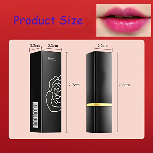 Long-Lasting Moisturizing Lipstick, Magical Discoloration Blue-Rose Temperature Changing Blue Lipstick, With Flash Long-lasting (3Pcs)
