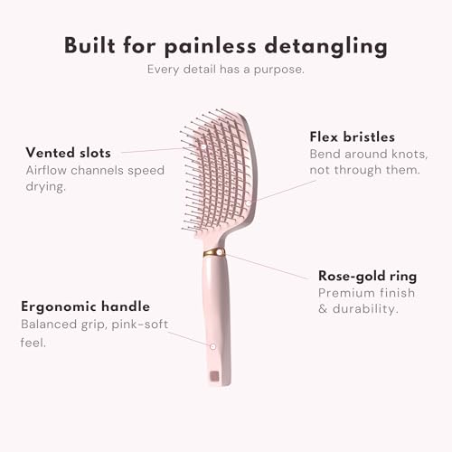 Detangler Hair Brush with Soft Bristles for Wet & Dry Hair