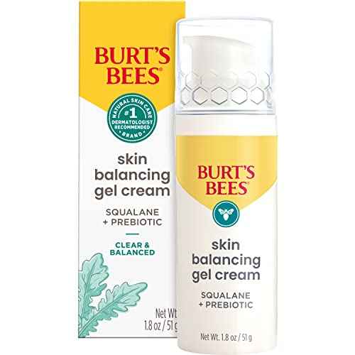 Burt's Bees Clear and Balanced Skin Balancing Gel Cream With Squalane and Prebiotic, Gel Moisturizer for Breakout-Prone Skin, 1.8 oz. Bottle