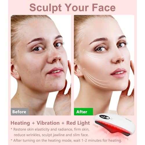 Gua Sha Facial Tool, Electric Black Obsidian Guasha Tool for Face, Chin, Neck, Body, Heated Vibrating Massage Gua Sha Stone for Face Sculpting