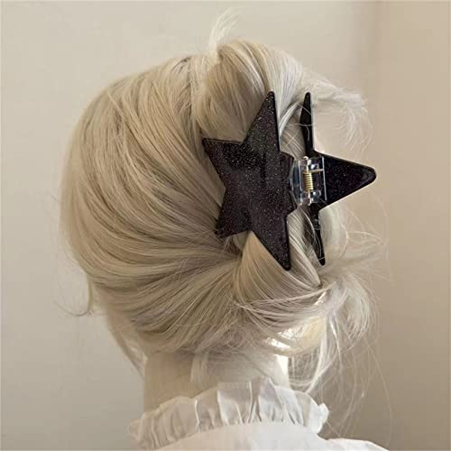 papasgix Star Shining Hair Clip, Metal Hair Clip for Women Girls, Hair Accessories Decoration for Women Girls, Black (1 Count)