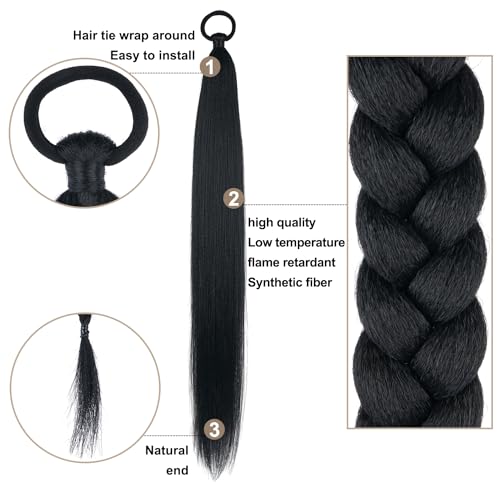 LyoRuSi Black Ponytail Extension 26 Inch 2 Pack