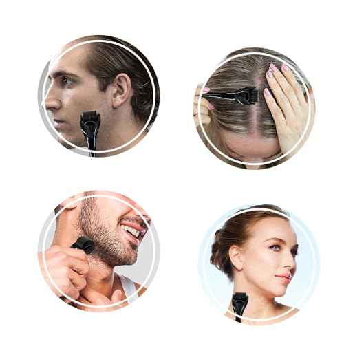 Derma Roller Titanium, Microneedling Roller with 540 Needles, Beard Roller, Micro Needle Roller for Men and Women Home Use - Glossy Black