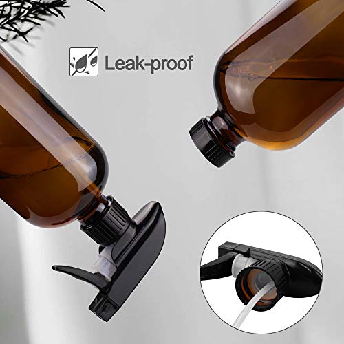 16oz Glass Spray Bottles for Cleaning & Hair - Refillable with Adjustable Nozzle