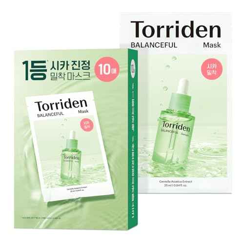 Torriden BALANCEFUL Cica Facial Masks (10 sheets) | Extra Soothing Care | 5D CICA, Hydrolyzed Hyaluronic Acid, Panthenol | Korean Face Mask