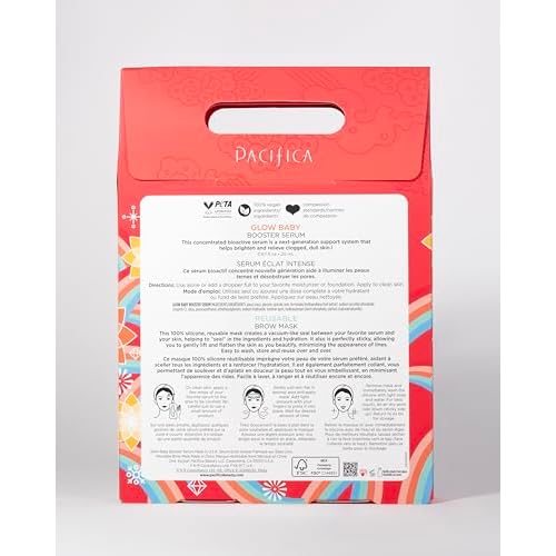 Pacifica Glow Baby Brightening Serum & Reusable Face Mask Set ? Vitamin C + Glycolic Acid for Radiant Hydrated Skin, Clean Vegan Skincare Gift Kit for Women & Teens, Stocking Stuffer Beauty Set