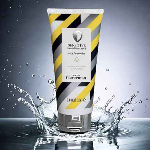Cleverman Sensitive Face and Beard Scrub for Men, 100ml, Peppermint-Infused Exfoliating Facial Cleanser