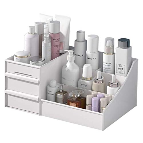 Simbuy Makeup Organizer With Drawers ?Bundle Countertop Organizer for Cosmetics, Vanity Holder for Lipstick, Brushes, Lotions, Eyeshadow, Nail Polish and Jewelry