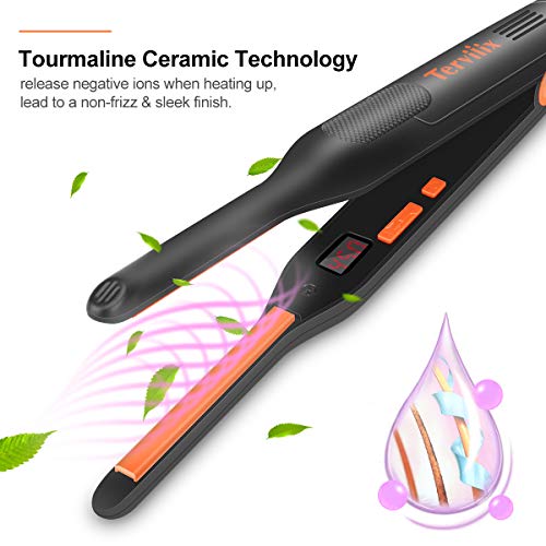 Terviiix Small Flat Iron for Short Hair, 3/10 Inch, Adjustable Temperature