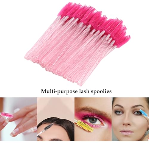 Exacoo Multicolor 500pcs Eyebrow & Lash Spoolies Makeup Brushes for Eyelash Extensions