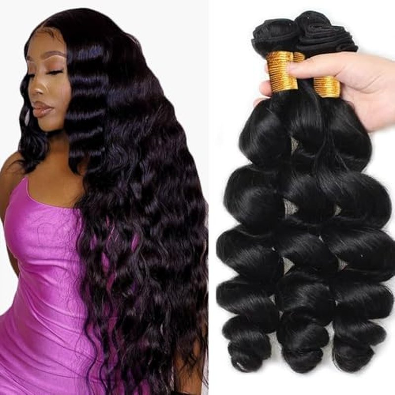 #1B Loose Deep Wave Human Hair Bundles 26" 3-Pack