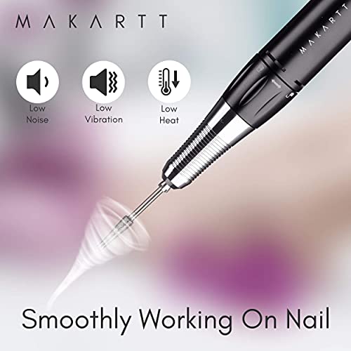 Makartt Stefy Electric Nail Drill Machine, Portable Efile Kit for Acrylic Nails Professional Mobile Travel Manicure Set with Nail Drill Bits Sanding Bands for Shaping Polishing Removing, Black