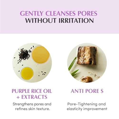 EQQUALBERRY Purple Rice Pore Smoothing Cleansing Oil ? Deep Cleansing for Pores & Blackheads | Korean Oil Cleanser for Face & Makeup Remover | Hydrating & Soothing Formula, 6.76 fl.oz