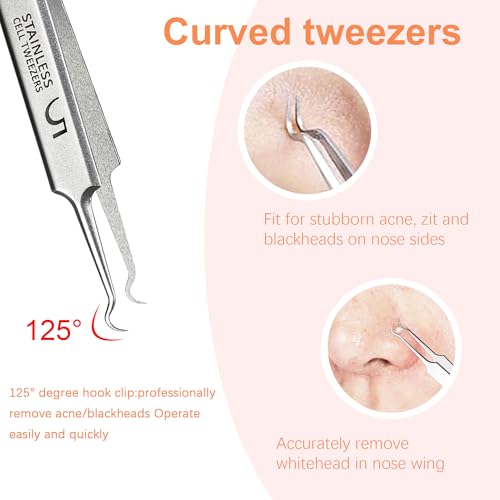 Blackhead Remover Tweezers Kit - 3-Piece Acne Extractor Tool Set