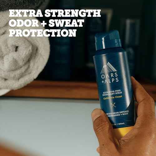 Oars + Alps Full Body Deodorant Spray for Men & Women, Aluminum Free Deodorant Men Spray, Dermatologist Tested, Clean Ingredients, Long Lasting, Odor Protection, California Coast, 3pk