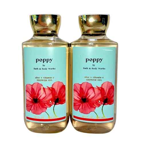 Bath & Body Works Shower Gel, Set of 2 Bottles, Each Bottle 10oz (Poppy)