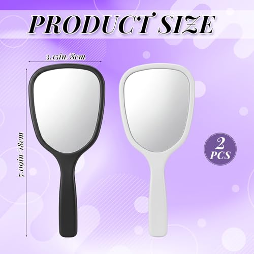 2-Pack Handheld Mirror with Handle 18x8cm Travel Vanity Mirror