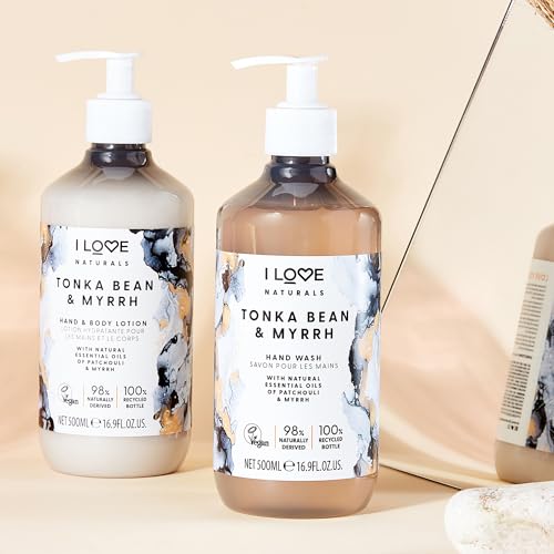 I Love Naturals Tonka Bean and Myrrh Hand Wash - Hydrating Hand Soap with Essential Oils - Skin-Smoothing Formula - Plant-Based Cleansers - 16.9 oz
