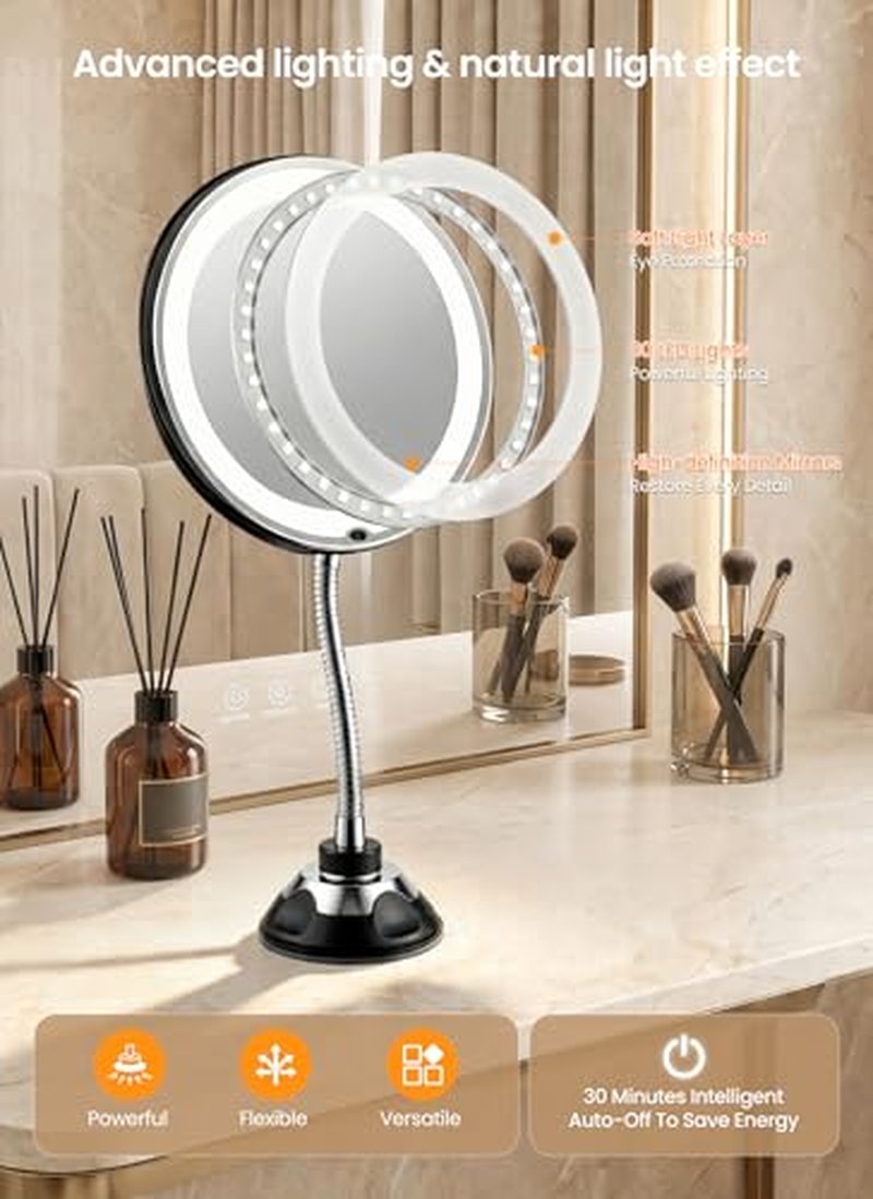 10x Magnifying Makeup Mirror with Lights & 3 Modes