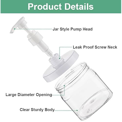 Pump Bottle Dispenser 4 Pack 550ml/18.6oz Lotion Dispenser Wide Mouth Plastic Refillable Lotion Pump Bottles Empty Bathroom Shower Containers for Hand Wash Shampoo Conditioner(Clear)