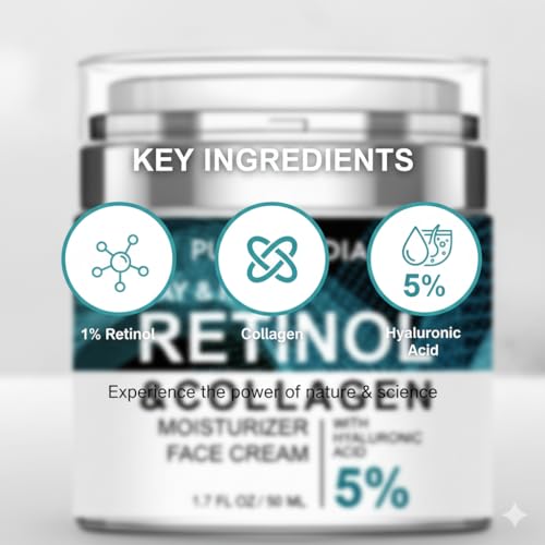 Retinol Cream for Face ? Anti-Aging Moisturizer to Reduce Wrinkles & Fine Lines ? Hydrating Retinol Night & Day Cream for Smooth, Firm Skin