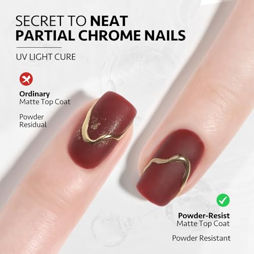 GAOY Matte Gel Top Coat 16ml - Powder-Resist Chrome Proof Velvet Finish