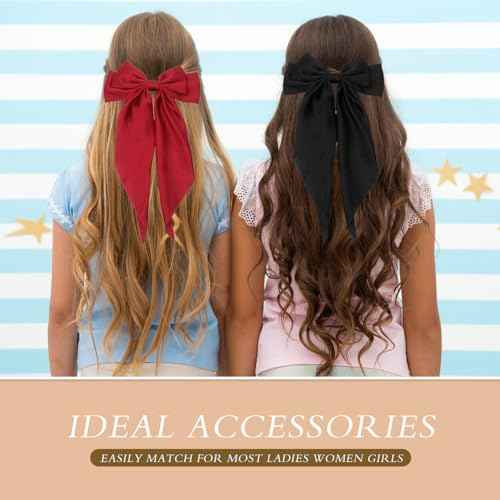 Hair Accessories - 3 Pcs Oversized Satin Hair Barrettes, Ribbon Bowknot Clips for Women