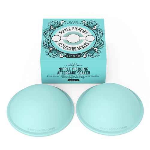 Base Laboratories Nipple Piercing Aftercare Soaker Set | Hands-Free Nipple Piercing Cleaner | Nipple Piercing Kit for Women | Cracked Nipple Care | 2 Silicone Cups
