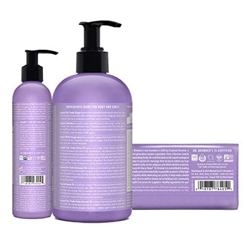 Dr. Bronner's 3-Piece Organic Lavender Gift Set - 1 Sugar Pump Soap 12-Ounces, 1 Body Lotion, 1 Castile Bar Soap