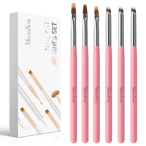MelodySusie Light Pink 6Pcs Ombre Nail Art Brushes Set for Gradient & Blush Designs