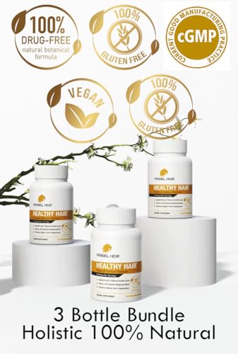 PRIMAL HAIR 3-Pack Natural Hair Growth Supplement for Men & Women