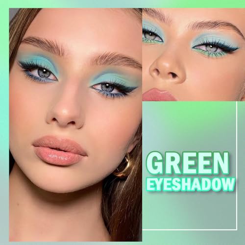 Matte Light Green Eye Shadow Makeup Palette 4 Colors, Matte Glitter Highly Pigmented Mint And Seafoam Green Waterproof Eyeshadow Palette For Woman